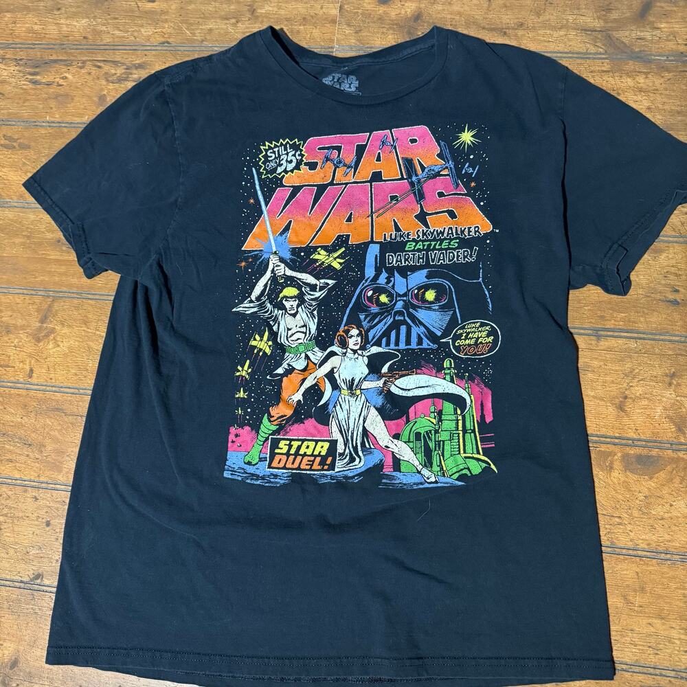 Mad Engine Star‎ Wars Luke Skywalker battles Darth Vader comic tshirt